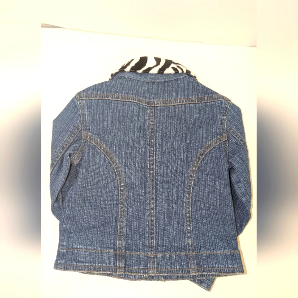 Copper Key Denim Jacket Rhinestone Button‎ & Zebra Collar NEW Girls Size 2T